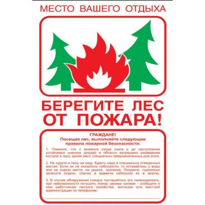 Берегите лес от пожара, 500х800, самоклейка
