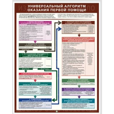 Универсальный алгоритм оказания первой помощи. 1л. ламинир. 465х600мм
